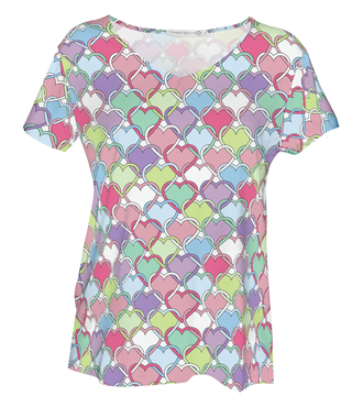 Love Lock Hearts V-Neck Top - M Multi Medium